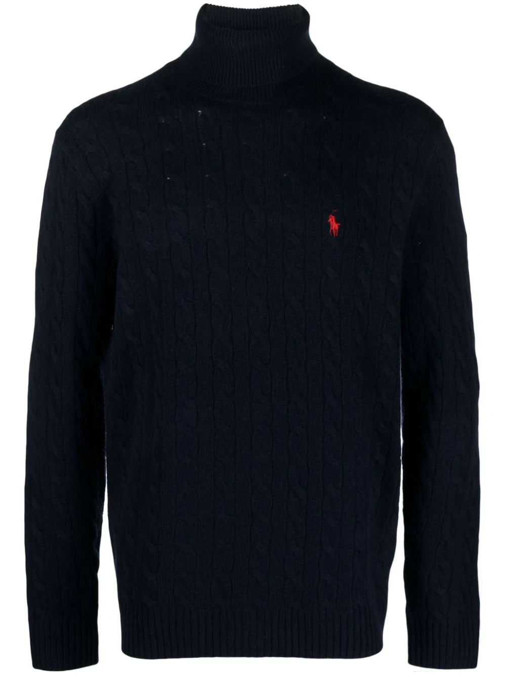 Cashmere and wool cable knit turtleneck POLO RALPH LAUREN Blu