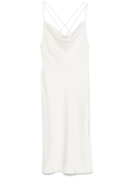 white satin midi slip dress Satin midi slip dress ROTATE Bianco