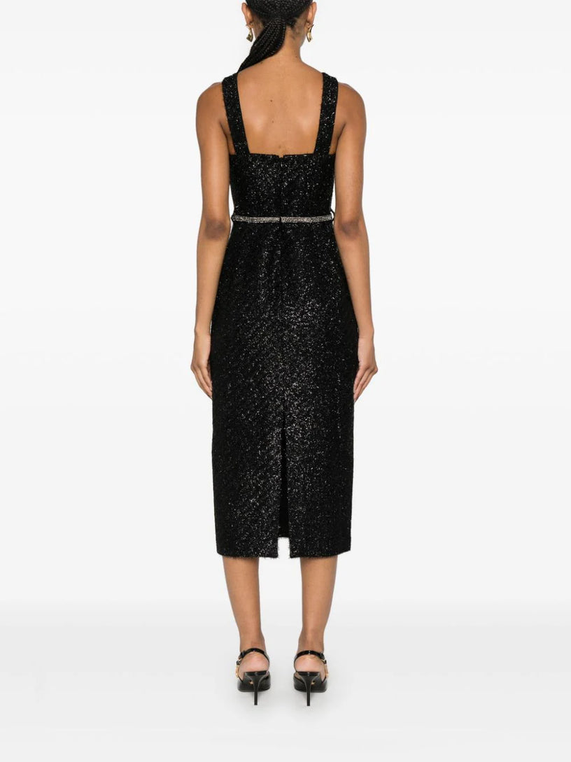 Tinsel Boucle Midi Dress SELF PORTRAIT Nero
