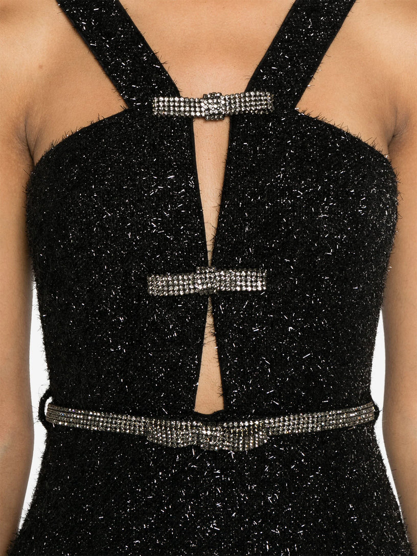 Tinsel Boucle Midi Dress SELF PORTRAIT Nero