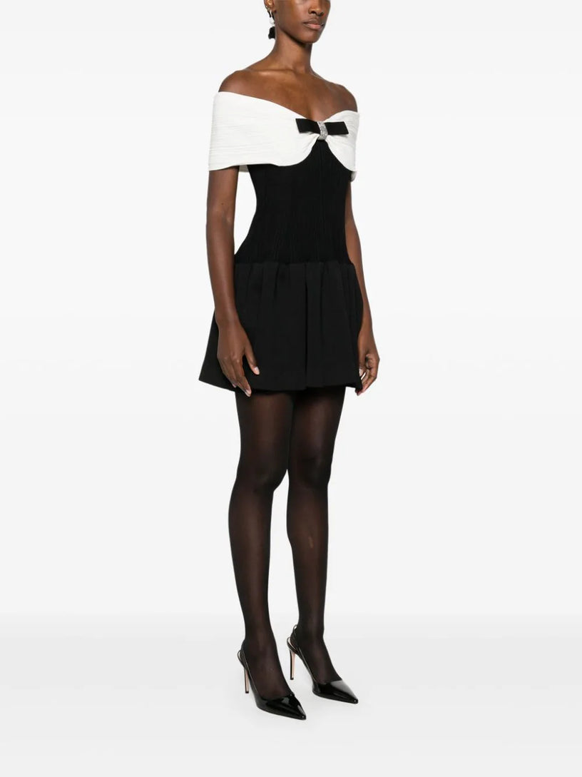 Knit bow mini dress