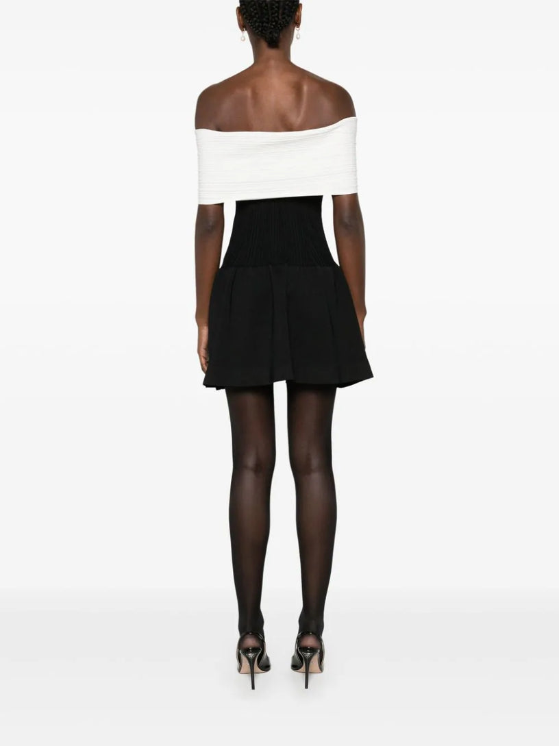 Knit bow mini dress