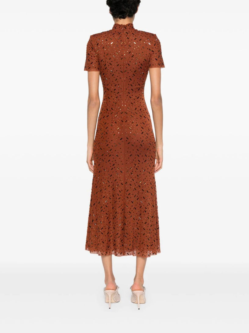 Brown square rhinestone mesh midi dress SELF PORTRAIT Marrone | Grifo210 Brown square rhinestone mesh midi dress SELF PORTRAIT Marrone | Grifo210