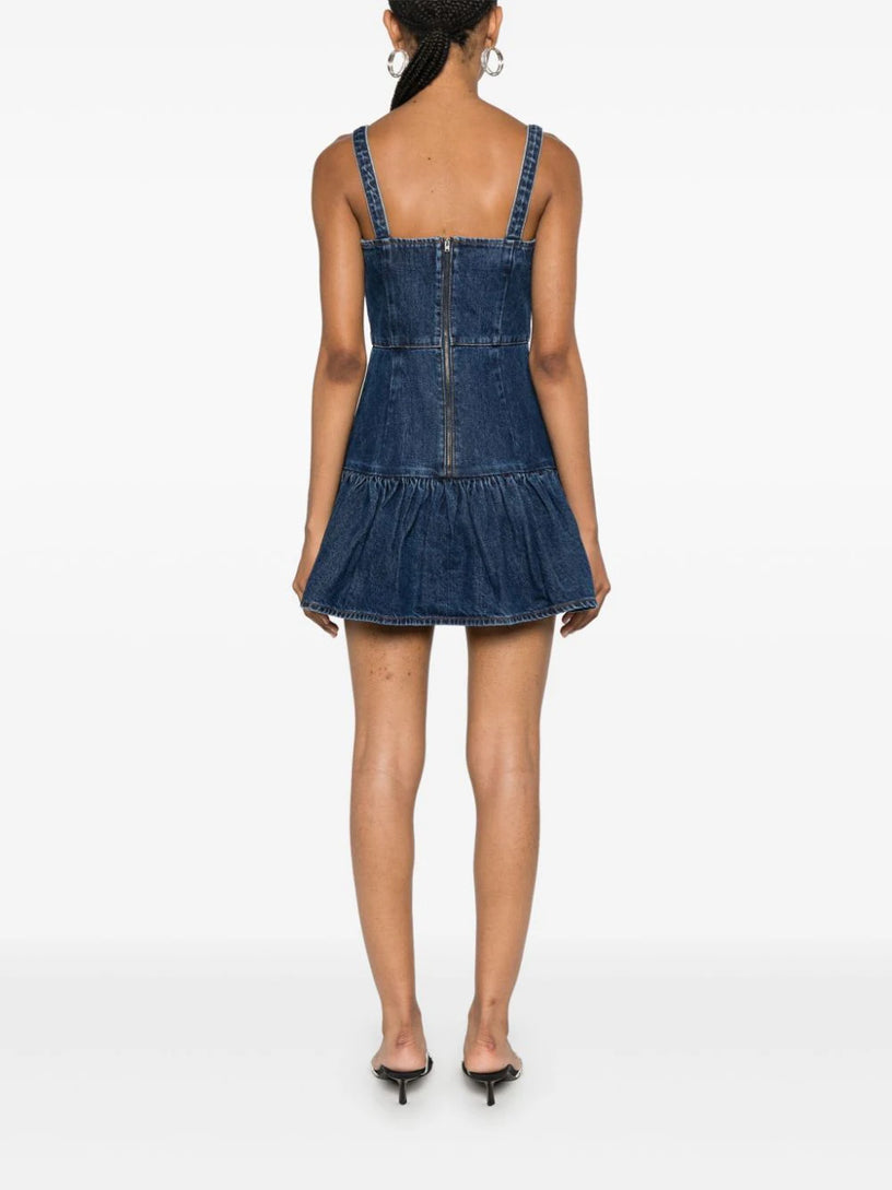Bow denim mini dress