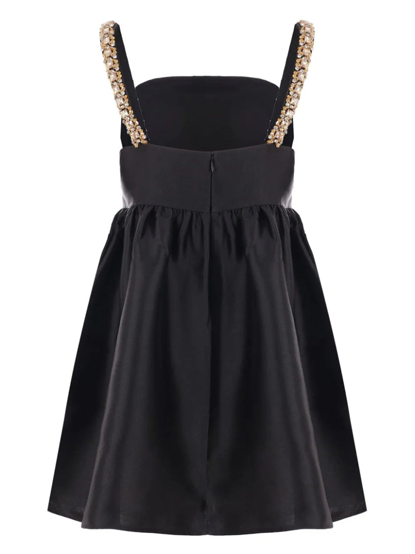 Black taffeta embellished mini dress SELF PORTRAIT Nero