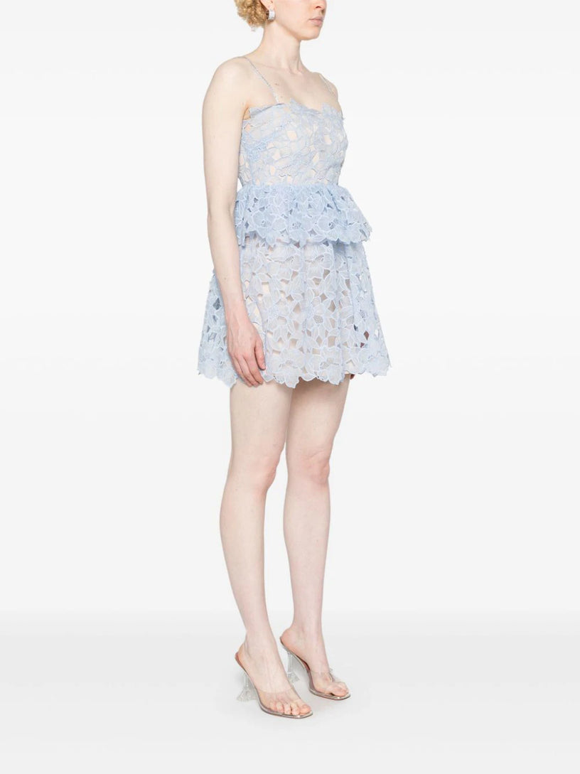 Blue Organza lace mini dress