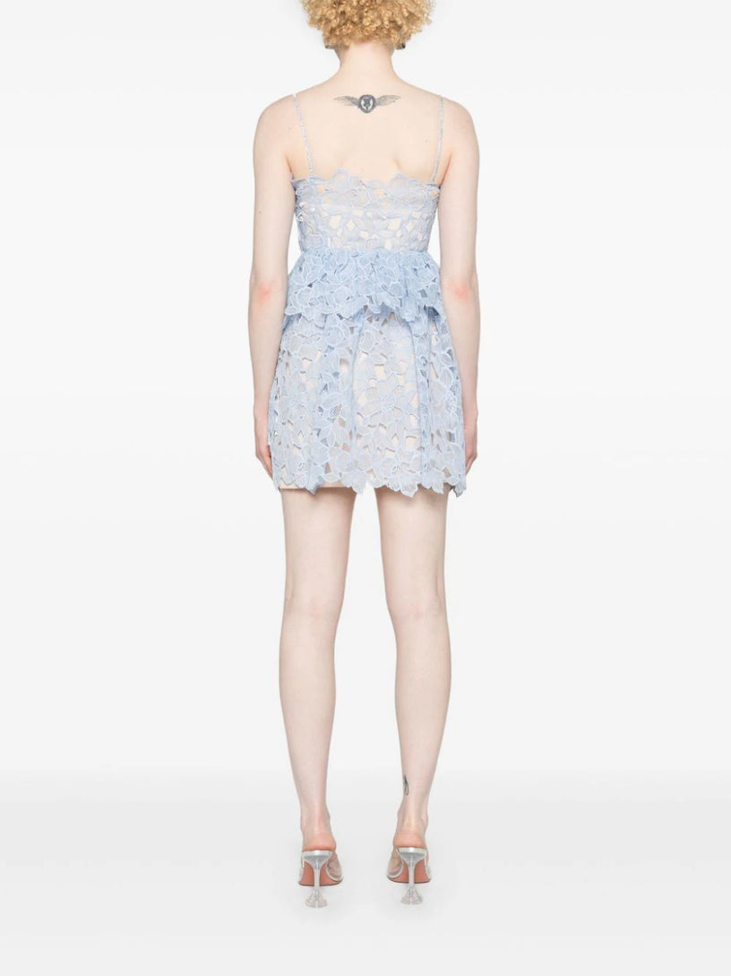 Blue Organza lace mini dress