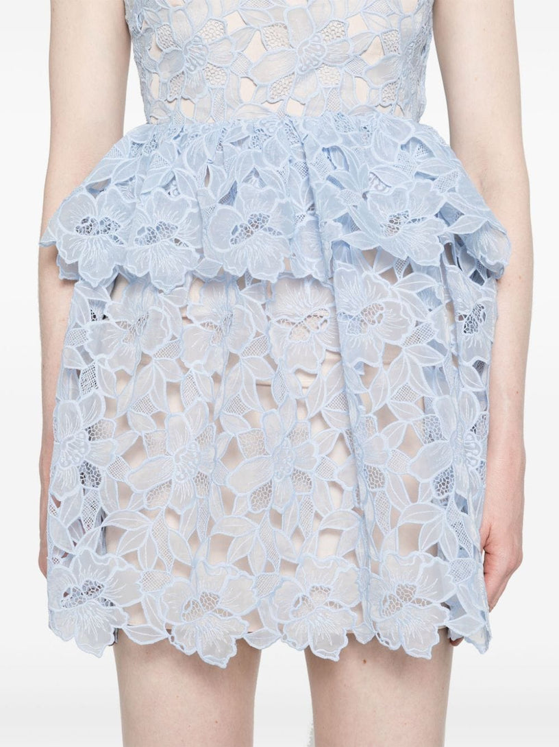 Blue Organza lace mini dress
