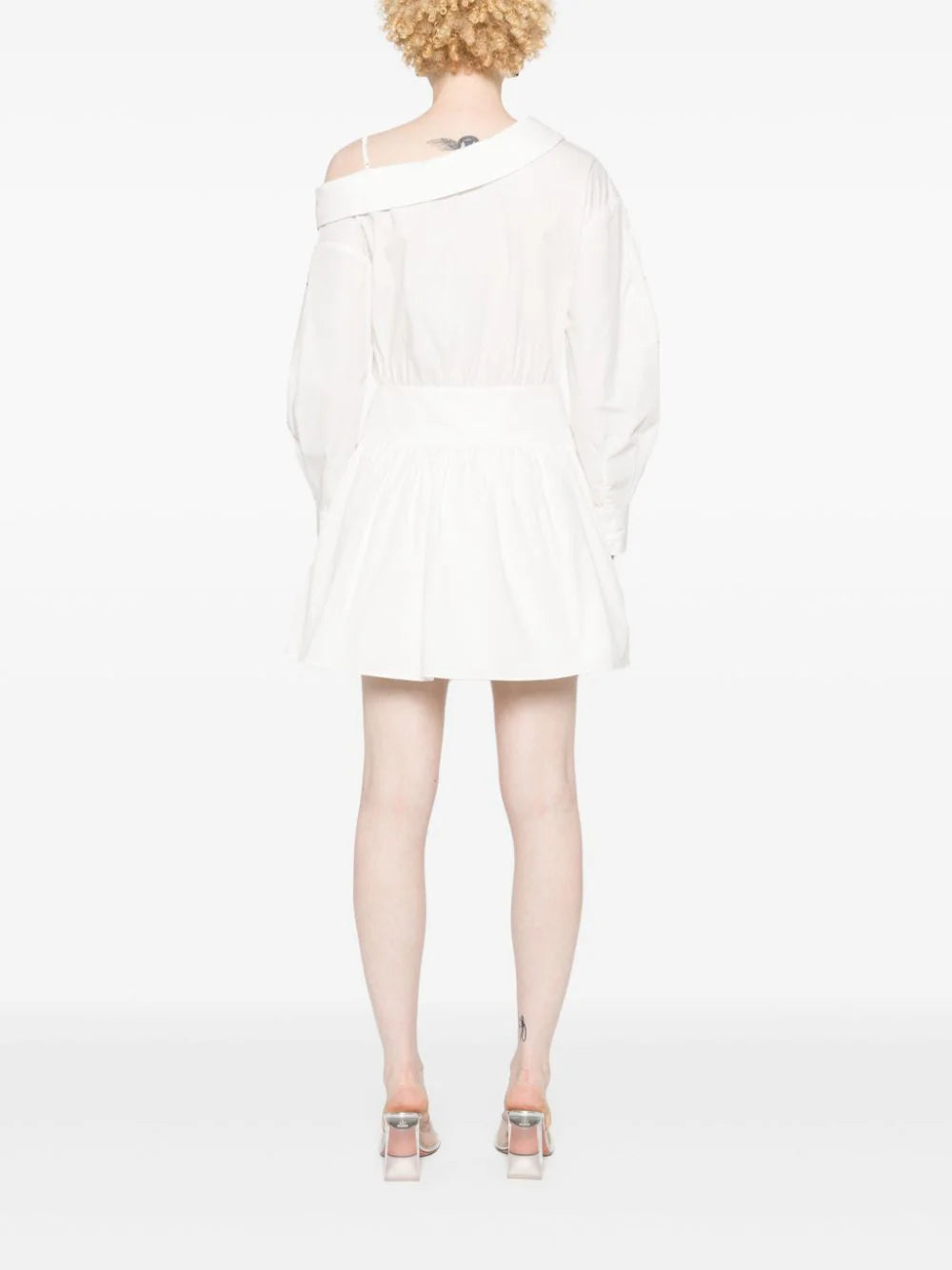 White cotton embellished mini dress