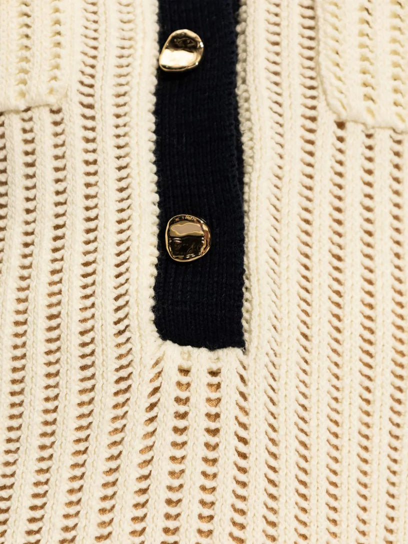 Cream crochet collared mini dress SELF PORTRAIT Bianco