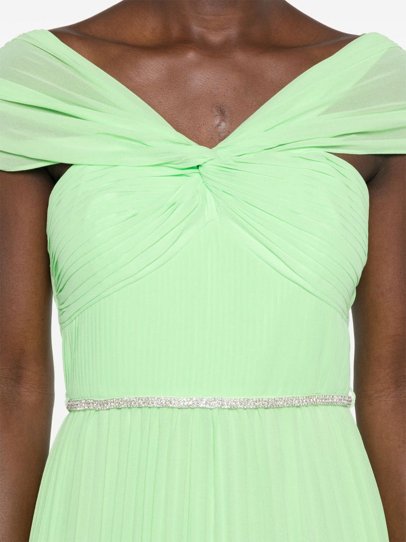 Green off shoulder chiffon midi dress SELF PORTRAIT Verde | Grifo210 Green off shoulder chiffon midi dress SELF PORTRAIT Verde | Grifo210