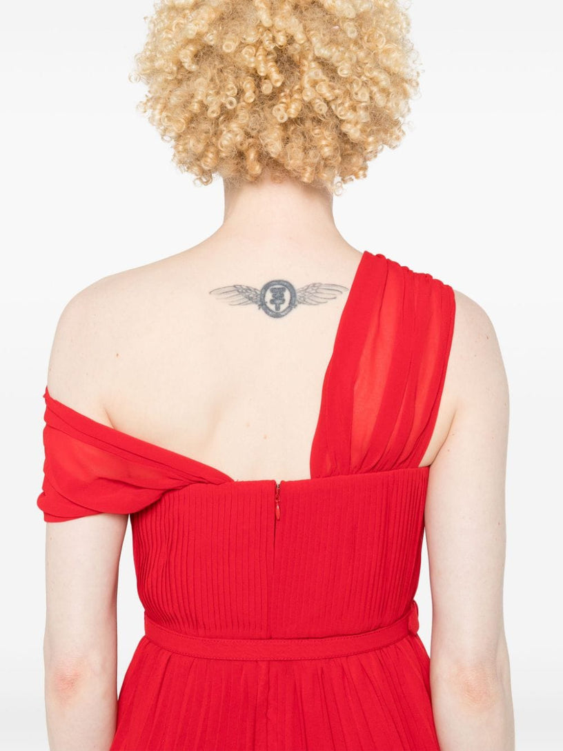 Red off shoulder chiffon mini dress SELF PORTRAIT Rosso