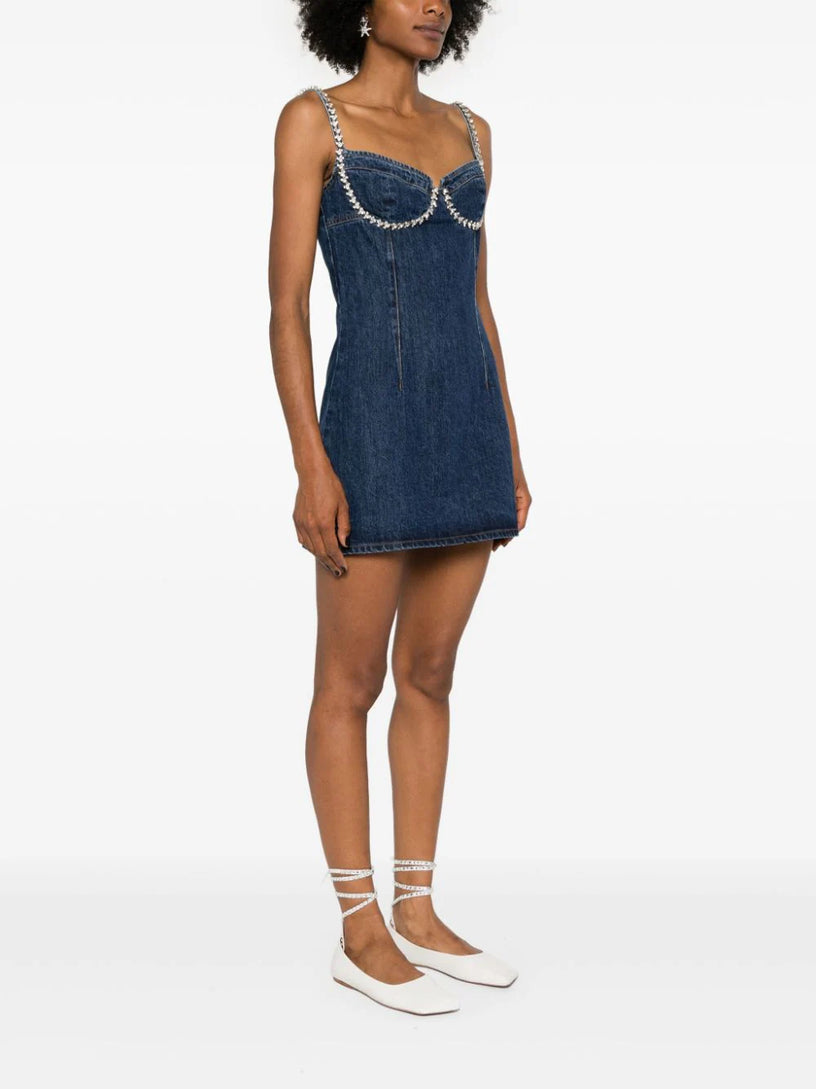 Diamante denim mini dress