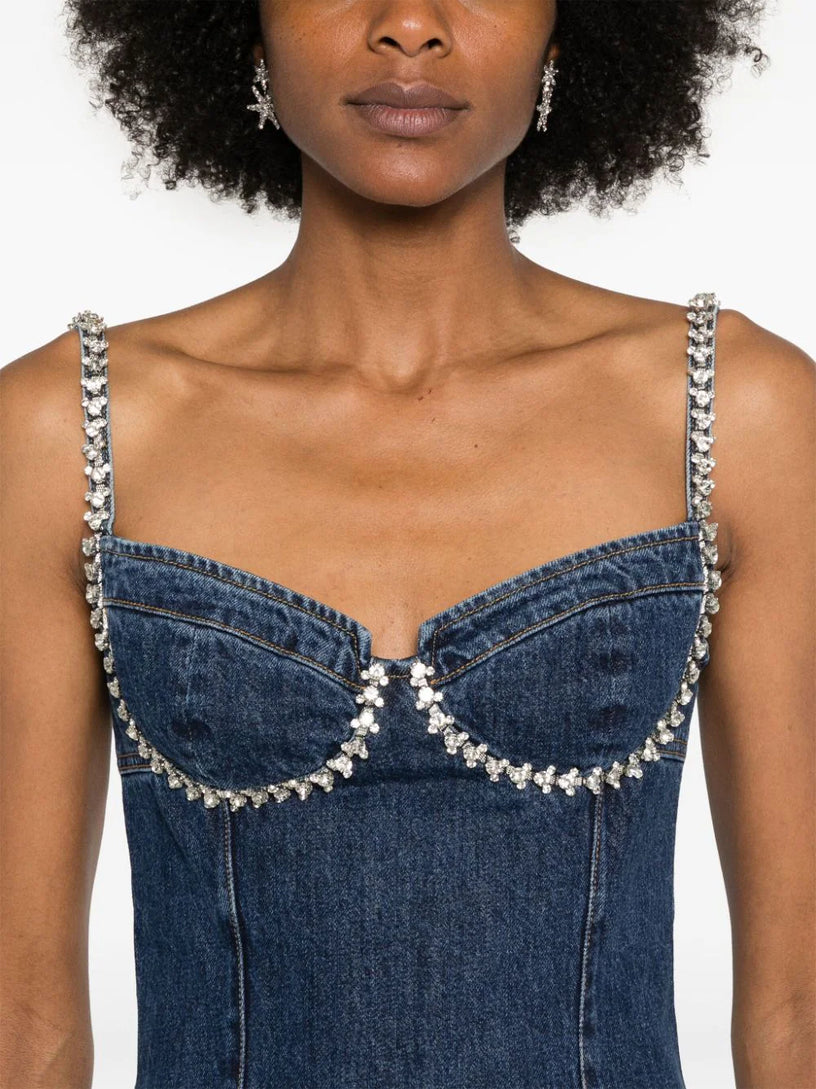 Diamante denim mini dress