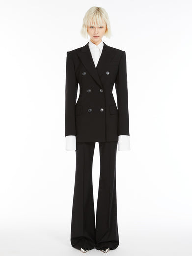 Flared trousers in stretch wool
