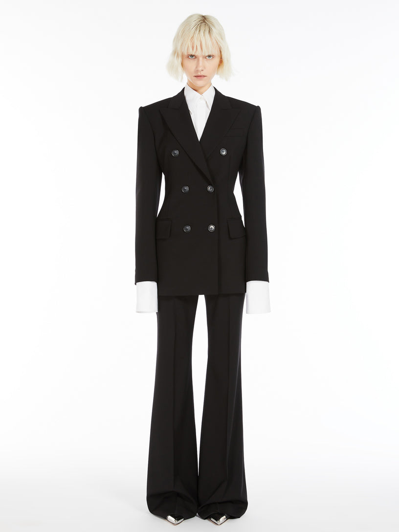 Flared trousers in stretch wool