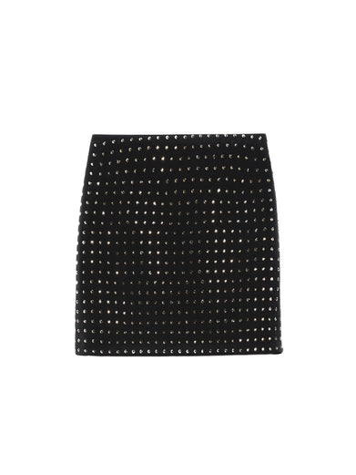 Jacopo skirt in scuba jersey with rhinestones