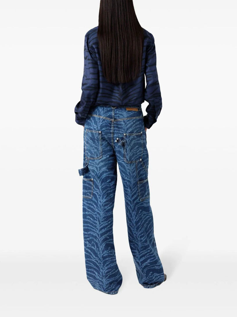 Tiger Pattern Cargo Jeans