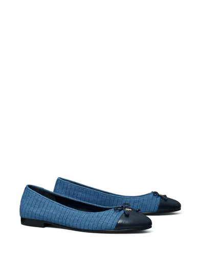 Quilted denim ballet flats