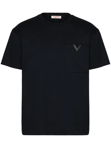 Cotton T-Shirt with metallic V Detail