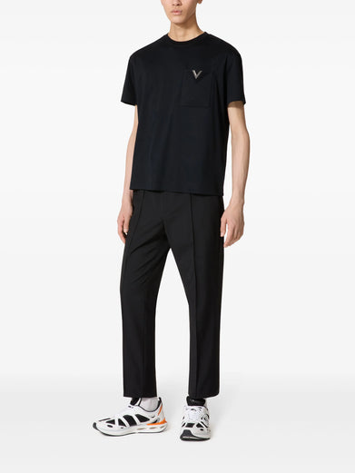 Cotton T-Shirt with metallic V Detail