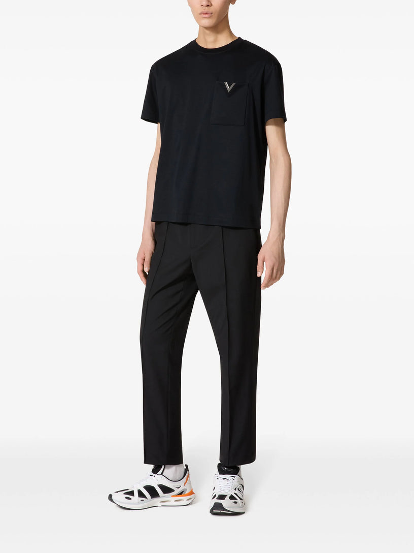 Cotton T-Shirt with metallic V Detail
