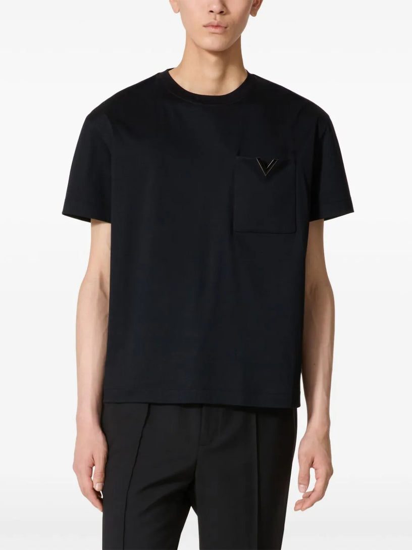 Cotton T-Shirt with metallic V Detail