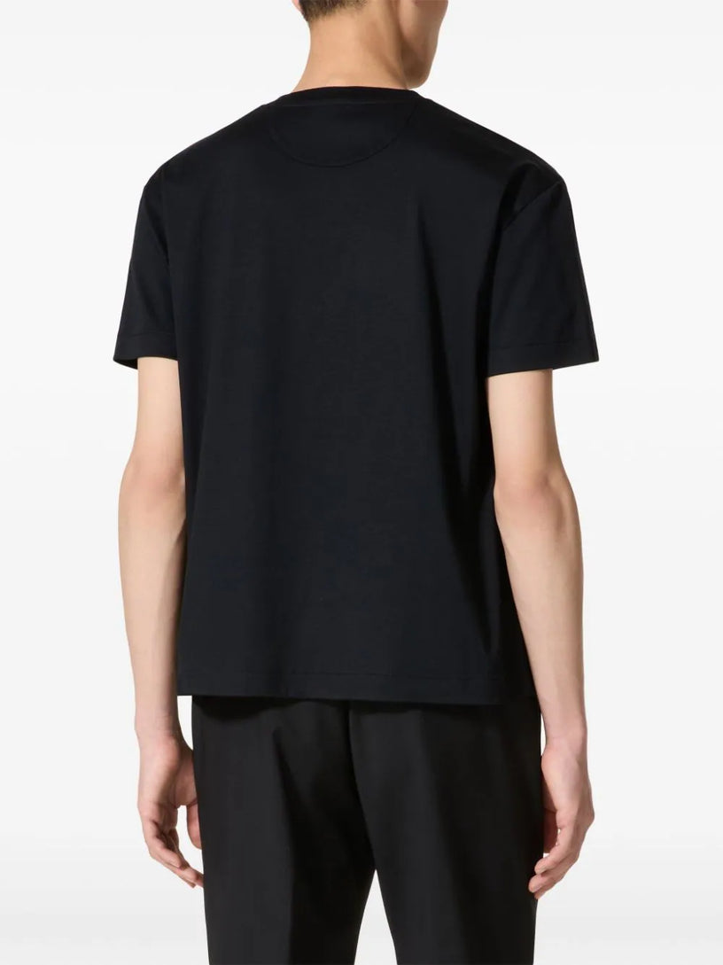 Cotton T-Shirt with metallic V Detail