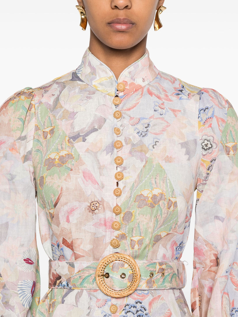 Illustration Belted Mini Dress