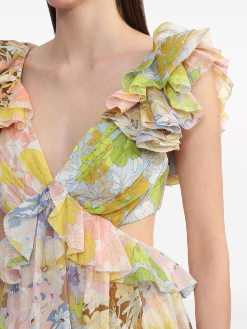 zimmermann pop ruffle sleeve midi dress Abito midi Pop ZIMMERMANN Multicolor