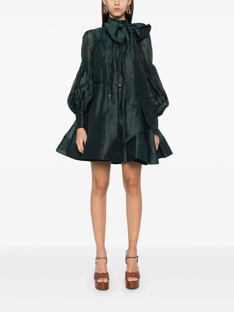 zimmermann pavilion tie-neck mini dress Pavilion Tie Neck Mini Dress ZIMMERMANN Verde