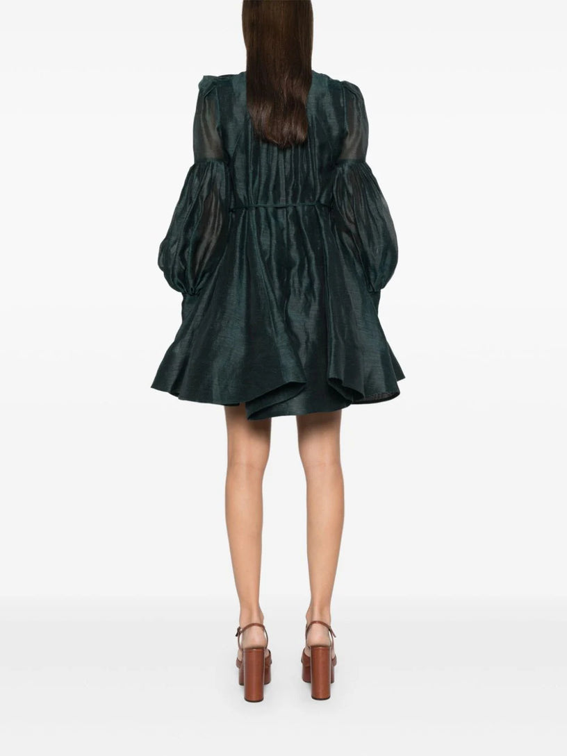 Pavilion Tie Neck Mini Dress ZIMMERMANN Verde