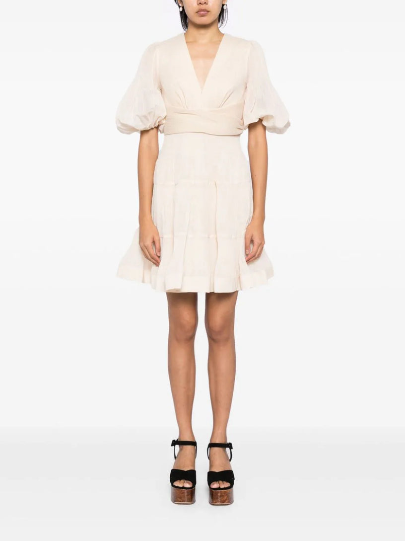 open lace back dress Pleated Mini Dress ZIMMERMANN Bianco