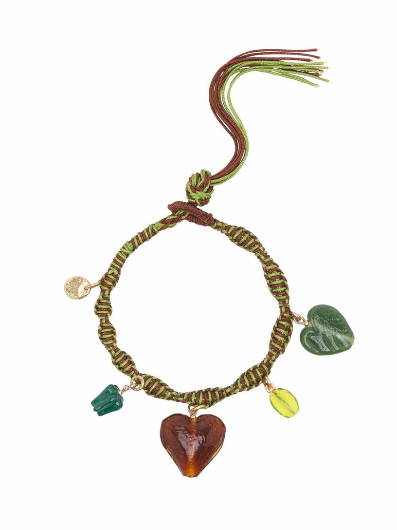 Tesori verde macrame charm bracelet