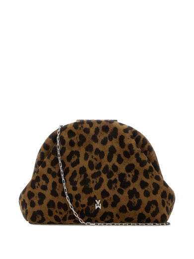 Camelia Micro Clutch in leopard suede