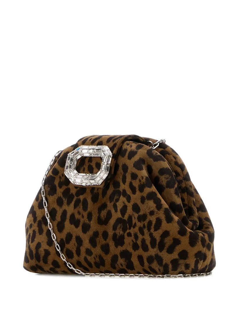 Camelia Micro Clutch in leopard suede