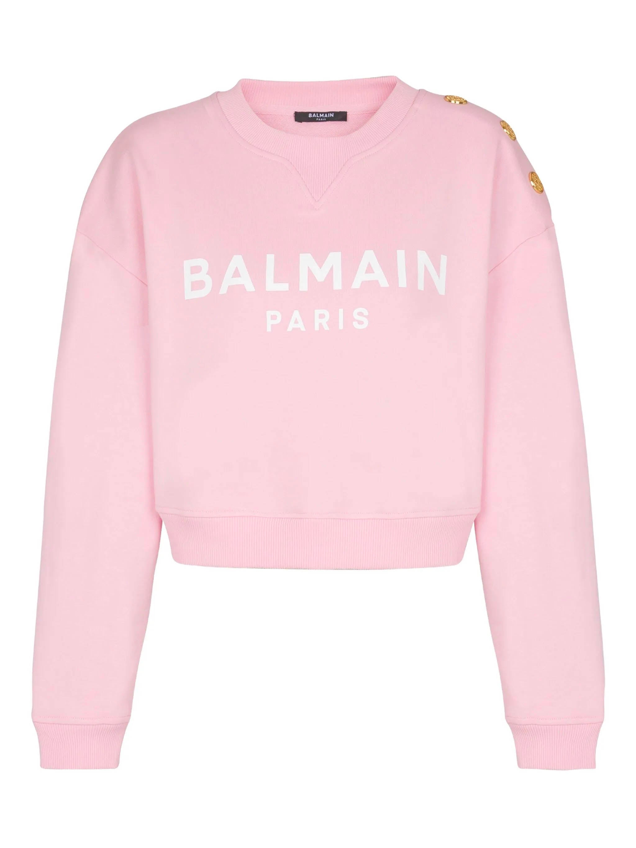 BALMAIN バルマン　カシミア混　ロゴ　クルーネックセーター　ピンク Printed Balmain Paris sweatshirt pink pink - Women | BALMAIN
