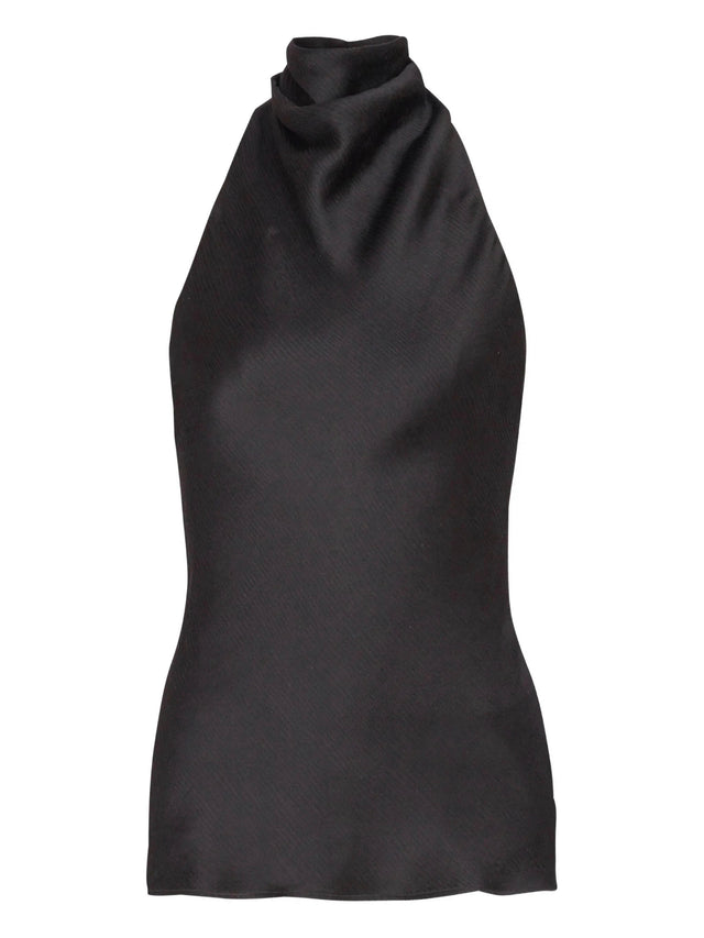 Backless crepe satin top