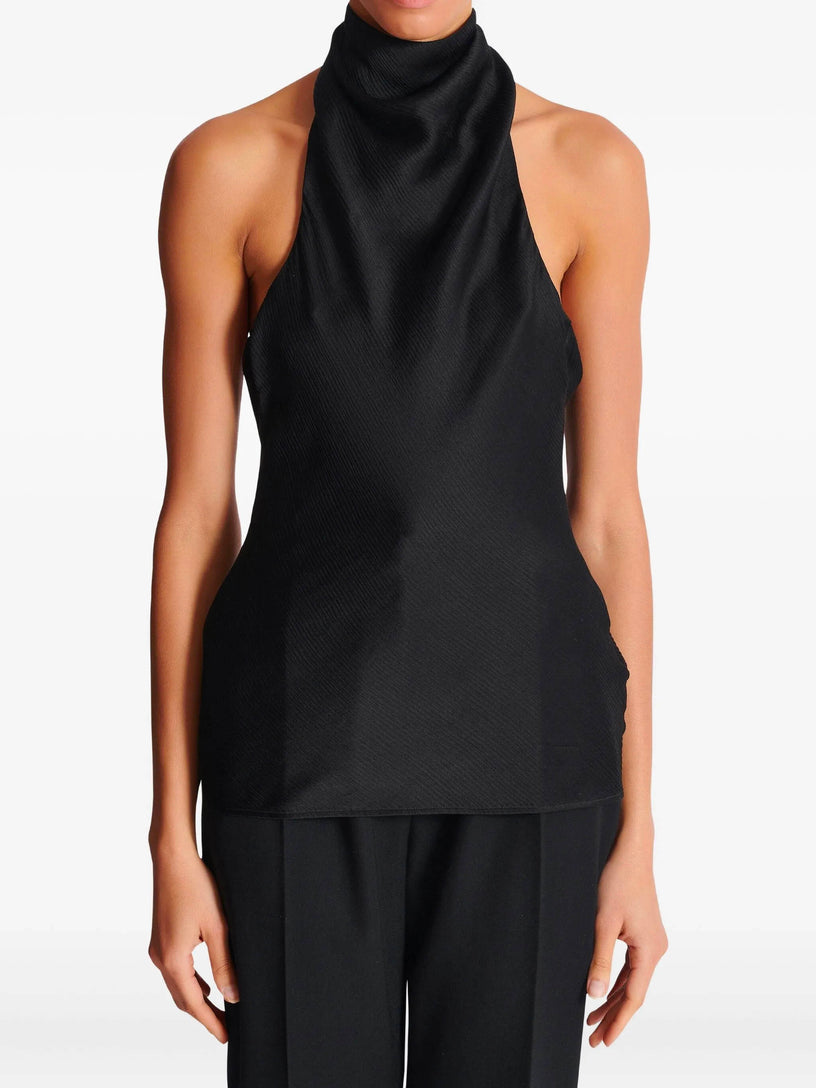 Backless crepe satin top