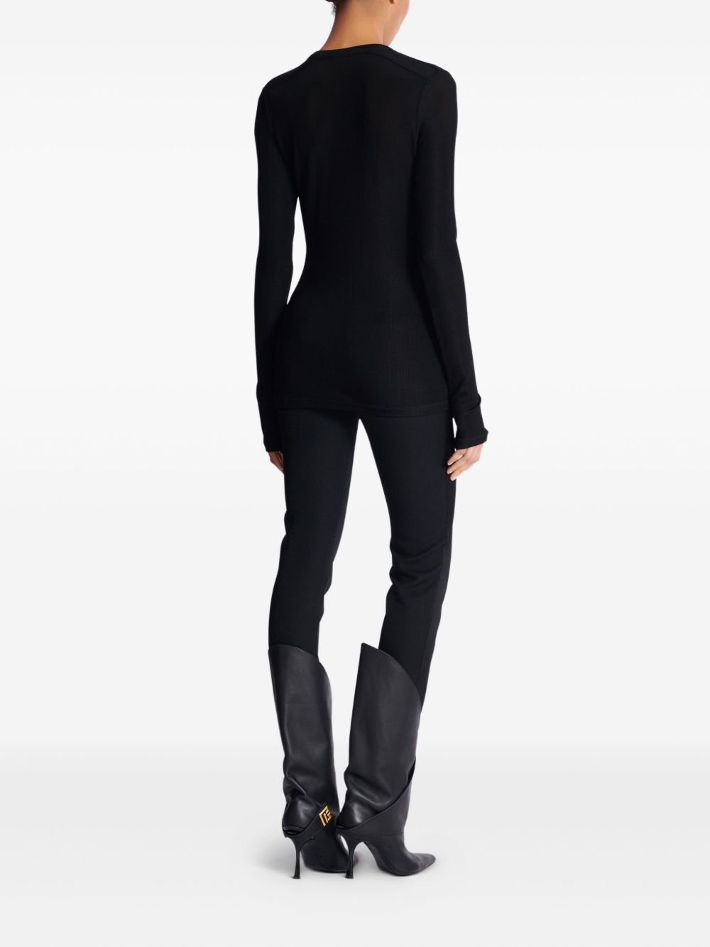 Long-sleeved lace-up top