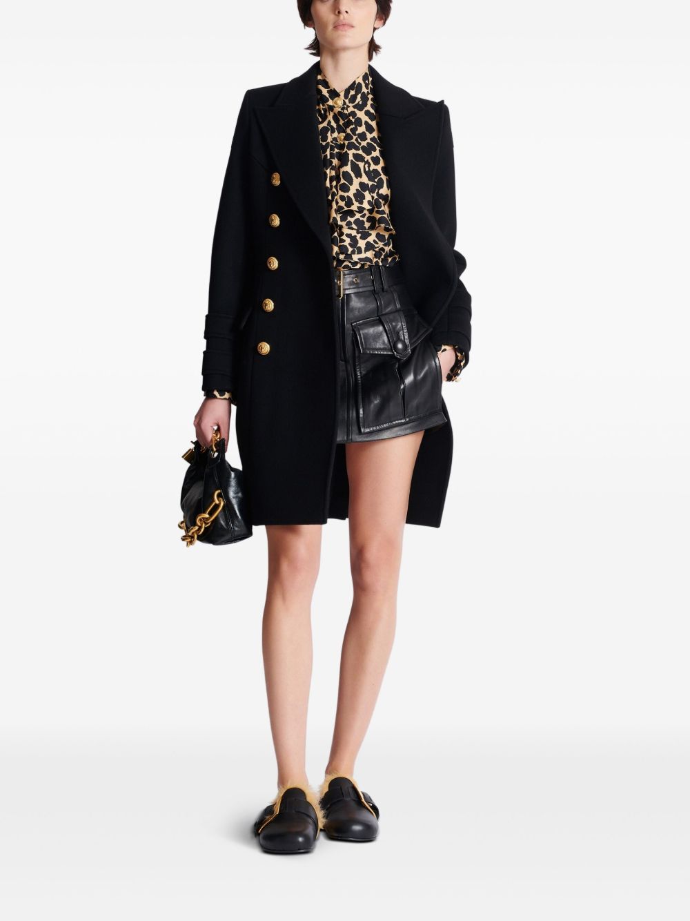 Ruffled shirt with leopard print