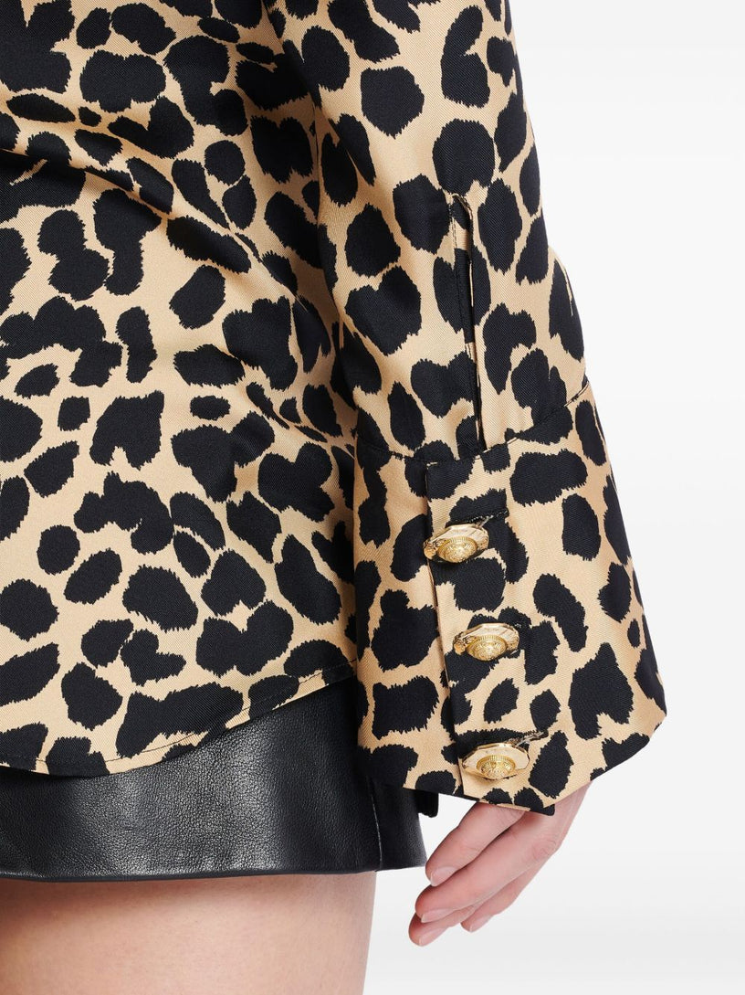 Ruffled shirt with leopard print