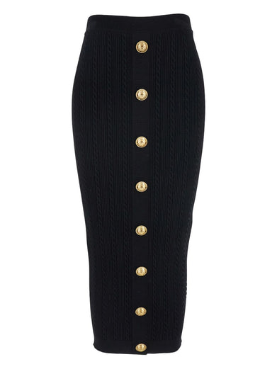 Cable-knit midi skirt