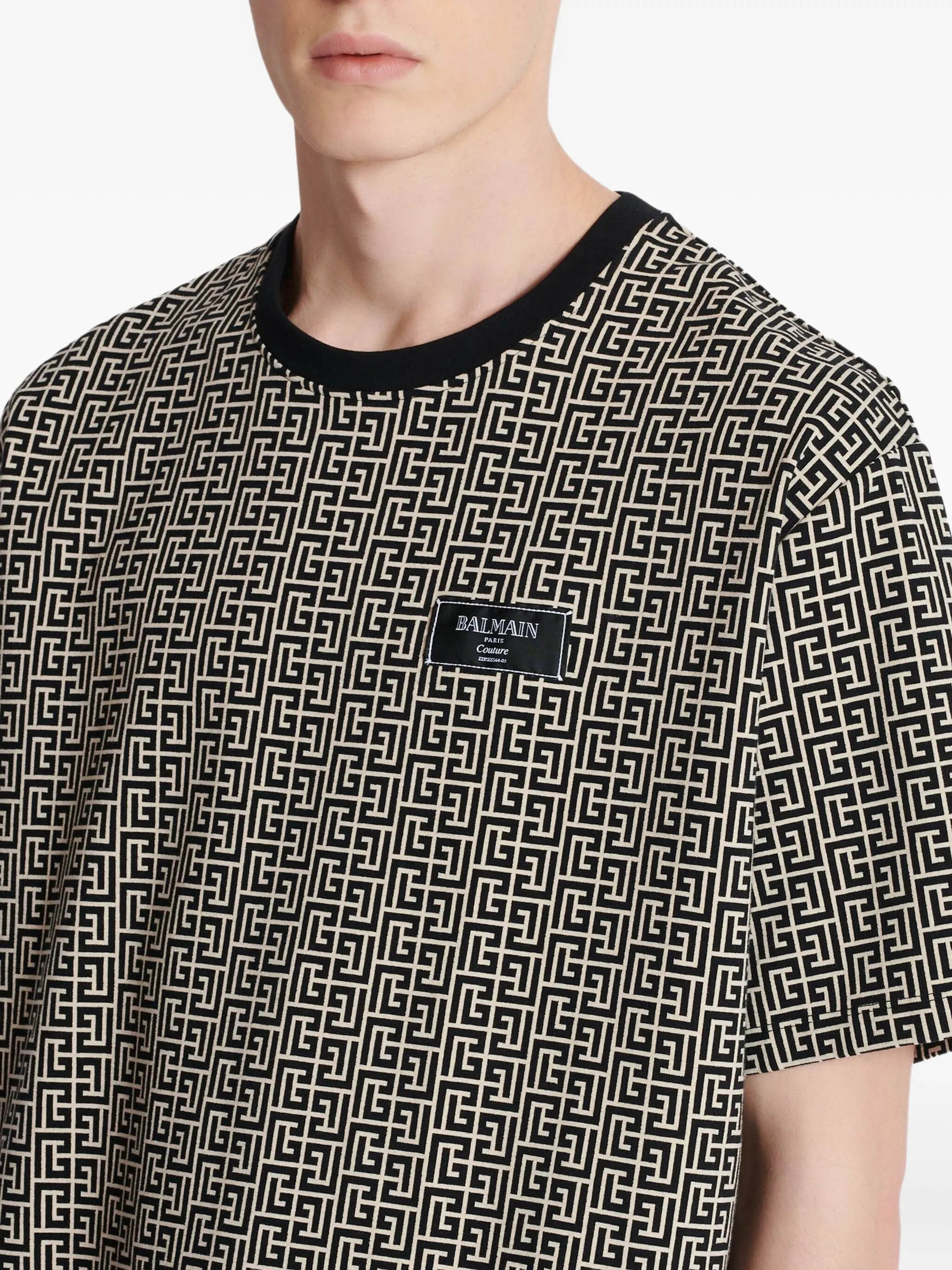 Monogram jacquard T-shirt BALMAIN Nero | Grifo210