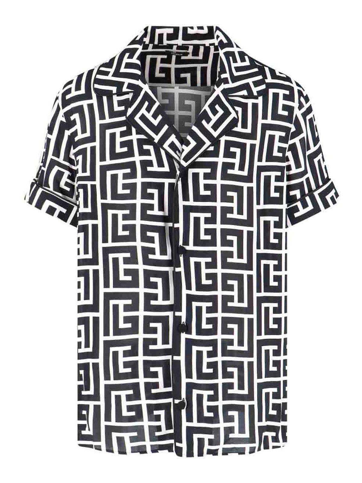Pyjama shirt with monogrammed print