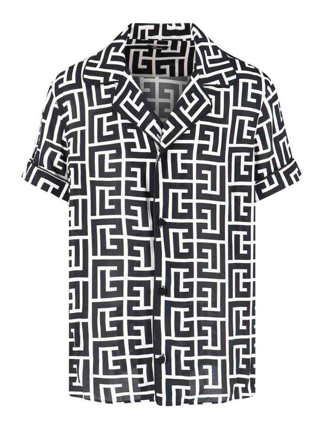 Pyjama shirt with monogrammed print