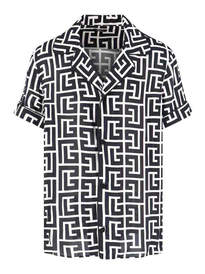 Pyjama shirt with monogrammed print