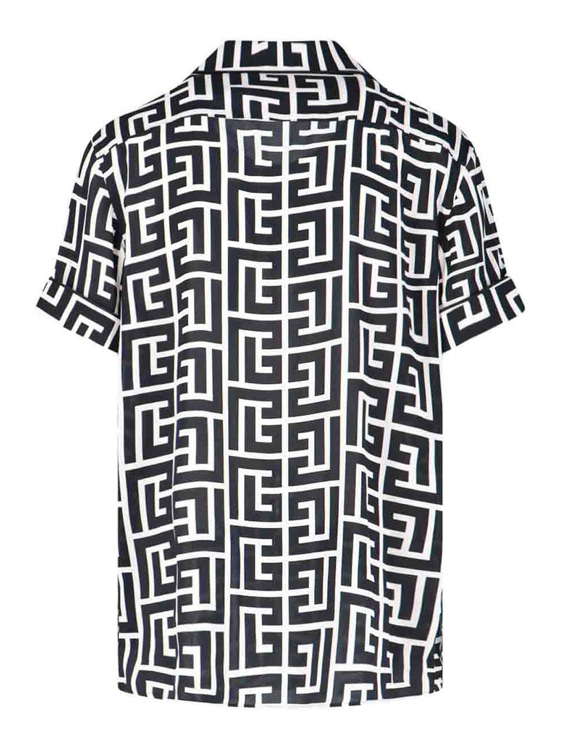 Pyjama shirt with monogrammed print