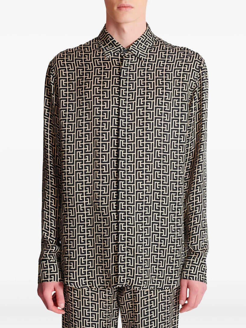 Monogrammed flowing shirt