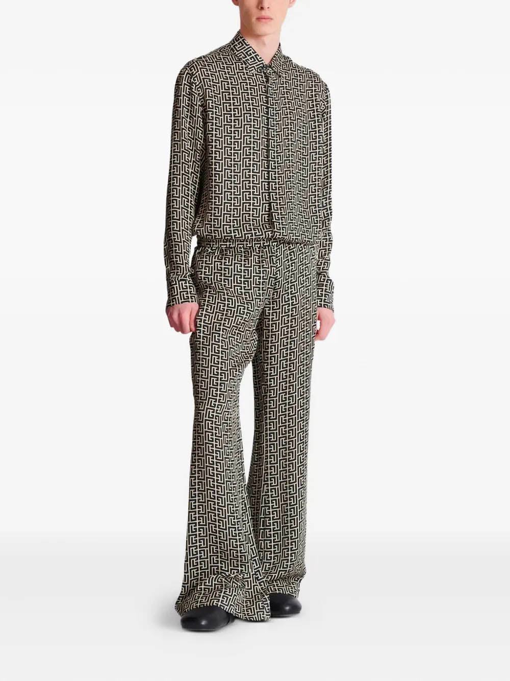 Monogrammed flowing trousers